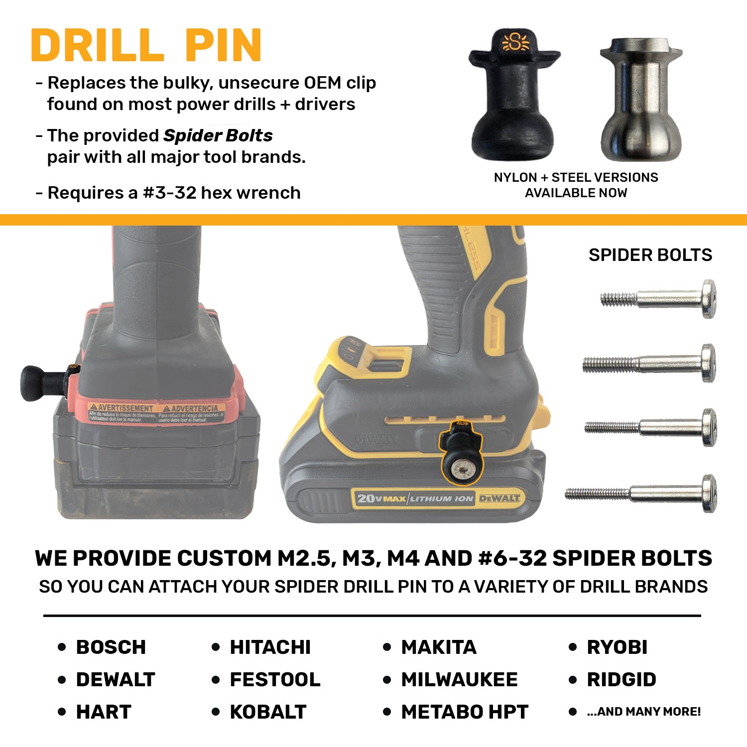5115TH: Drill and Driver Pins - Pack of 3